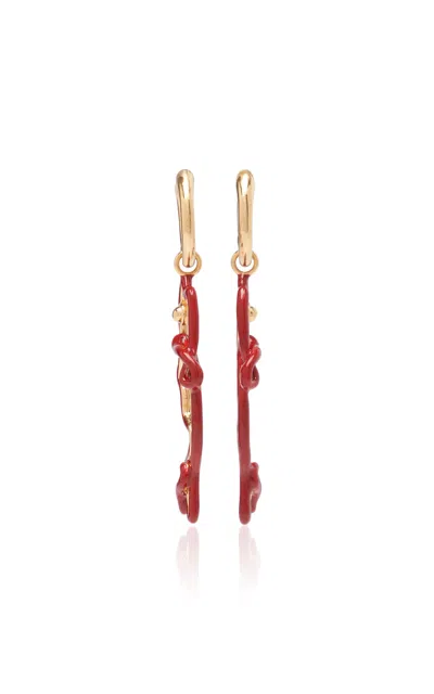 Bottega Veneta Ena 18k Gold-finish Sterling Silver Earrings In Red