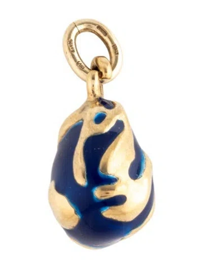 Pre-owned Bottega Veneta Enamel Abstract Single Pendant In Blue
