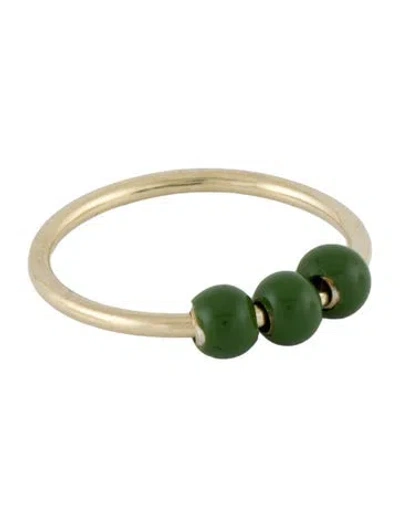 Pre-owned Bottega Veneta Enamel Bead Ring In Green