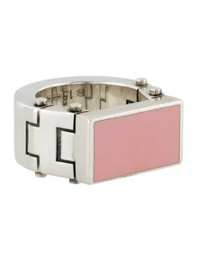 Pre-owned Bottega Veneta Enamel Bolt Ring In Pink