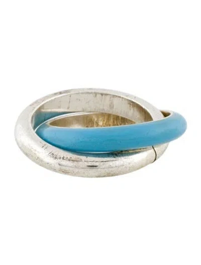 Pre-owned Bottega Veneta Enamel Double Rolling Ring In Multi