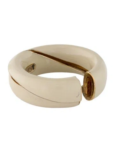 Pre-owned Bottega Veneta Enamel Fold Ring In Neutral
