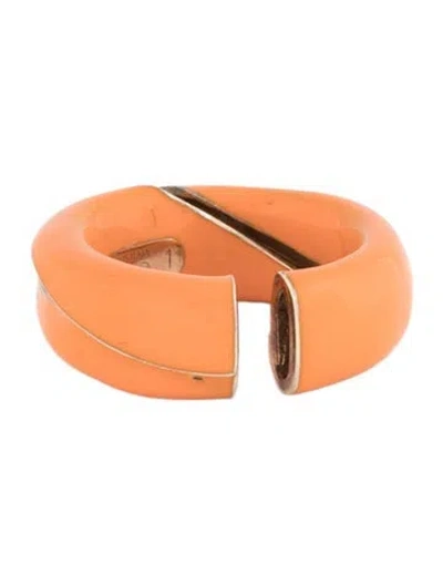 Pre-owned Bottega Veneta Enamel Fold Ring In Orange