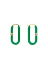 Bottega Veneta Enamel Hoop Earrings In Green
