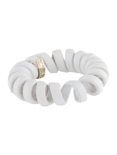 Pre-owned Bottega Veneta Enamel Phone Cord Ring In White
