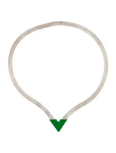 Pre-owned Bottega Veneta Enamel Point Collar Necklace, 19" In Multi