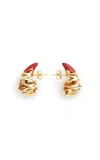 BOTTEGA VENETA ENAMELED 18K GOLD-PLEATED STERLING SILVER EARRINGS