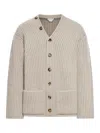 Bottega Veneta Cappuccino Wool Blend Cardigan In Nude & Neutrals
