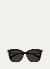 Bottega Veneta Engraved Logo Acetate & Metal Cat-eye Sunglasses In Black