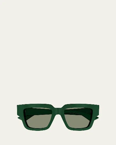 BOTTEGA VENETA ENGRAVED LOGO ACETATE SQUARE SUNGLASSES
