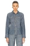 Bottega Veneta Printed Denim Shirt In Indigo & White
