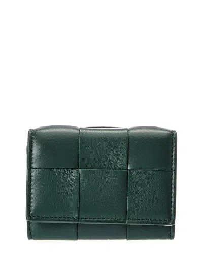 Bottega Veneta Envelope Small Intreccio Leather Card Case In Green