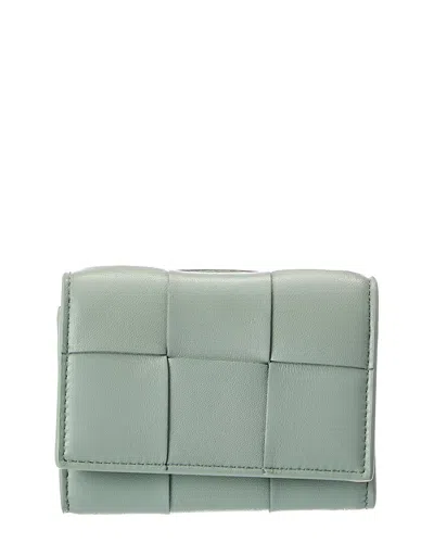 Bottega Veneta Envelope Small Intreccio Leather Card Case In Green