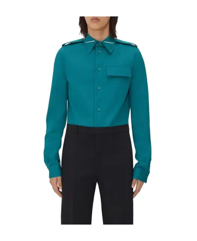 Bottega Veneta Epaulette Chest-pocket Shirt In Green