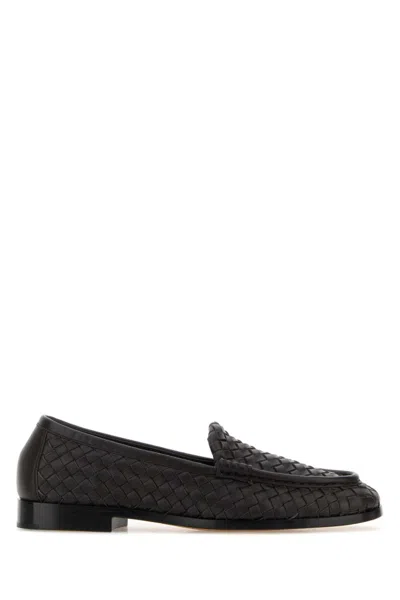 Bottega Veneta Espresso Brown Leather Silenzio Supple Intrecciato Loafer In Multi