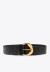 Bottega Veneta Essential Twist Intrecciato Leather Belt In Black