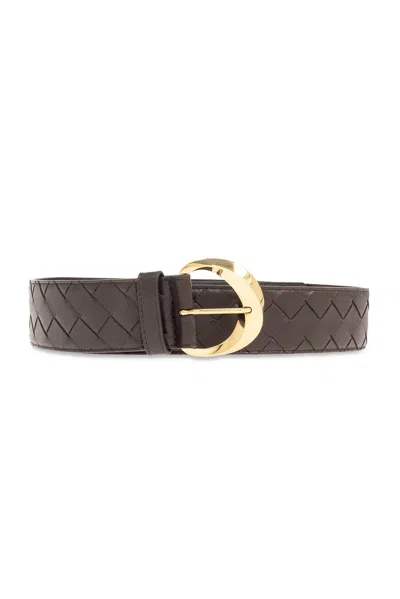 Bottega Veneta Intrecciato Essential Twist Belt In Brown