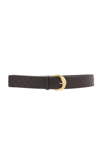 Bottega Veneta Essential Twist Intrecciato Leather Belt In Black