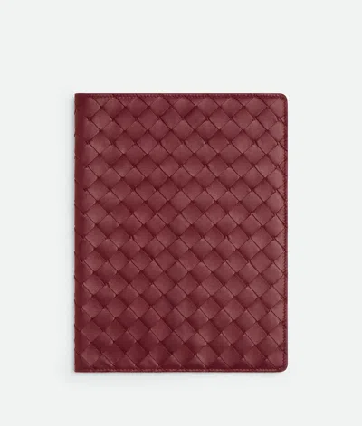 Bottega Veneta Large Intrecciato Notebook Cover In Bordeaux