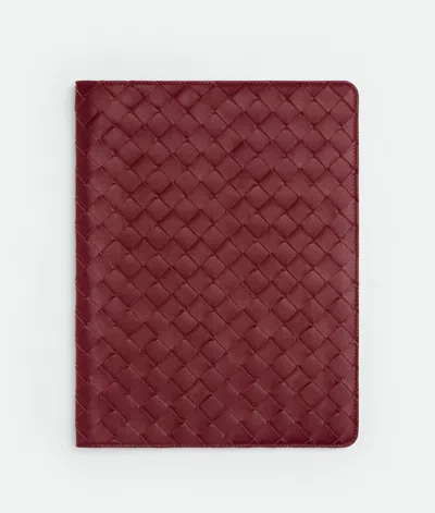 Bottega Veneta Maxi Intrecciato Notebook Cover In Bordeaux