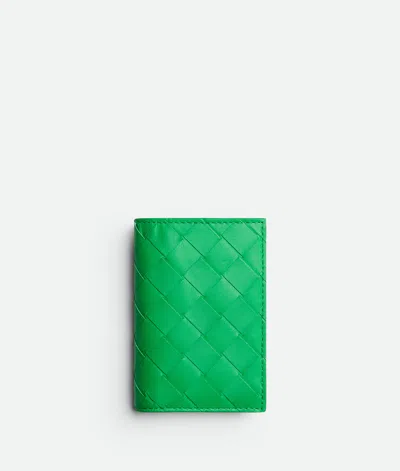 Bottega Veneta Intrecciato Flap Card Case In Green