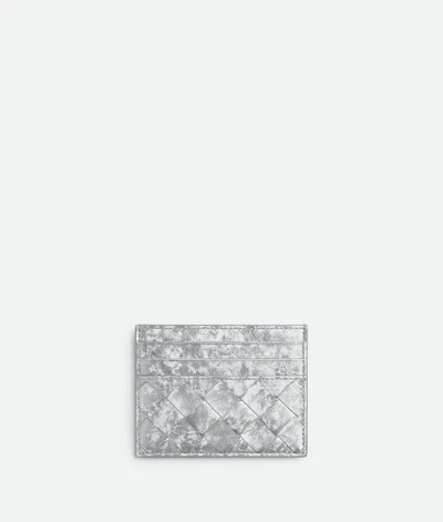 Bottega Veneta Intrecciato Credit Card Case In Silver