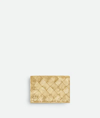 Bottega Veneta Intrecciato Business Card Case In Yellow