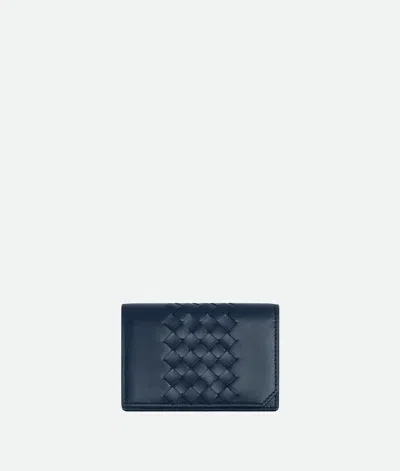 Bottega Veneta Intrecciato Piccolo Business Card Case In Blue