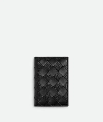 Bottega Veneta Intrecciato Flap Card Case In Black