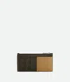 Bottega Veneta Intrecciato Long Zippered Card Case In Kaki/dark Praline