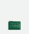 Bottega Veneta Intrecciato Zipped Card Case In Green