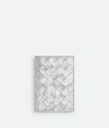 Bottega Veneta Intrecciato Passport Case In Silver