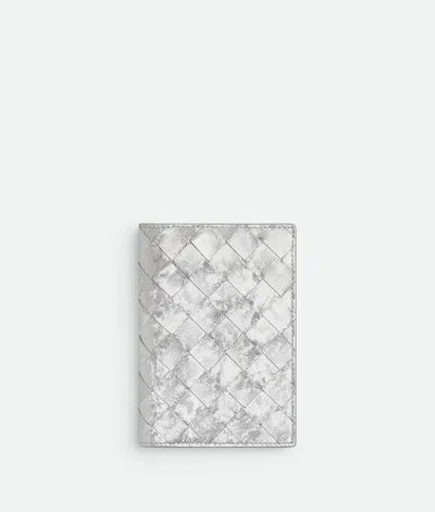 Bottega Veneta Intrecciato Passport Case In Silver