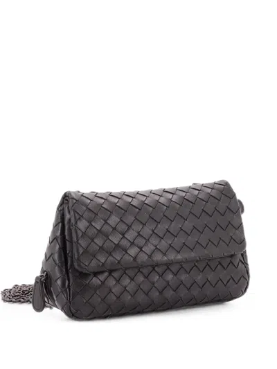 Pre-owned Bottega Veneta Expandable Chain Intrecciato Nappa Small Crossbody Bag In 黑色