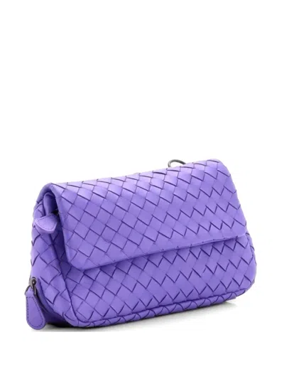 Pre-owned Bottega Veneta Expandable Chain Intrecciato Nappa Small Crossbody Bag In Purple