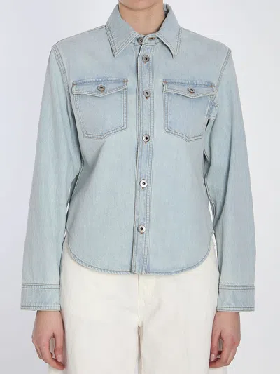 Bottega Veneta Extra Bleached Dirty Denim Shirt In Blue