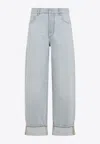 Bottega Veneta Extra Bleached Turned Up Jeans In Light Blue