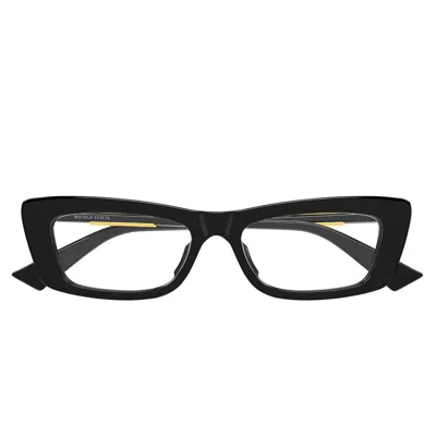Bottega Veneta Eyeglasses Bv1449 O 001 Black/transparent Women In Yellow
