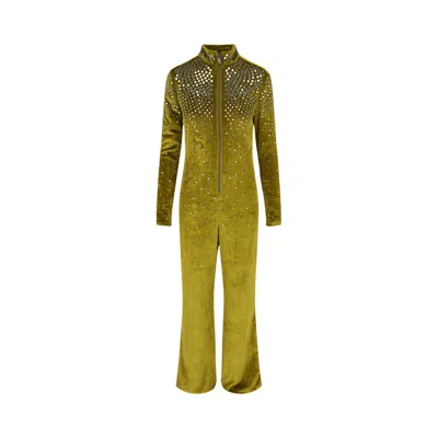 Pre-owned Bottega Veneta Eyelet Velvet Jumpsuit 'chamomile' | Green | Women's Size 38