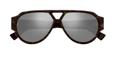 Bottega Veneta Eyewear Aviator Frame Glasses In Brown
