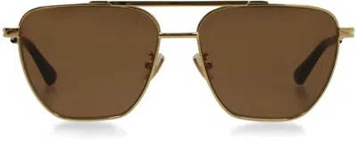 Bottega Veneta Eyewear Aviator Frame Sunglasses In Gold