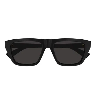 Bottega Veneta Eyewear Rectangle Frame Sunglasses In Black Black Grey