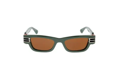 Bottega Veneta Eyewear Bolt Rectangle Frame Sunglasses In Green