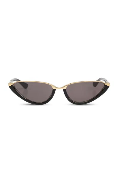 Bottega Veneta Cat-eye Acetate And Gold-tone Sunglasses In Black