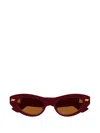 Bottega Veneta Bv1350s Linea Ribbon 005 Burgundy Brown Sunglasses In Brown