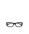 Bottega Veneta Bv1371o Linea Ribbon 002 Havana Gold Glasses In Black