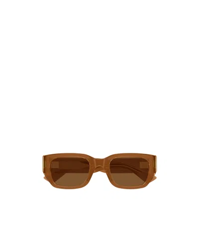 Bottega Veneta Eyewear Intrecciato Square Sunglasses In Brown