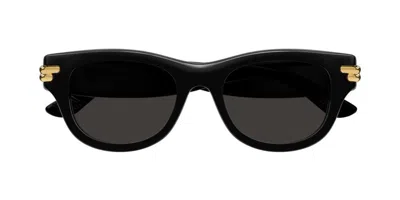 Bottega Veneta Eyewear Mitre Square Frame Sunglasses In Black