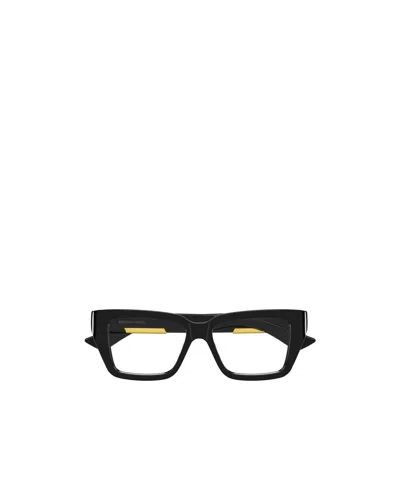Bottega Veneta Eyewear Rectangle Frame Glasses In Metallic