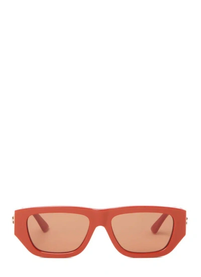 Bottega Veneta Eyewear Rectangle Framed Sunglasses In Red